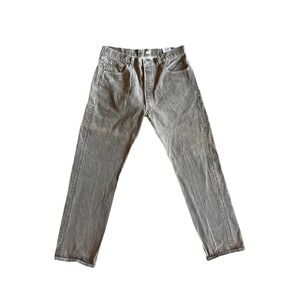 Levis 501‎ Jeans Mens 36x34 Gray Medium Wash Denim Button Fly Straight Leg Faded